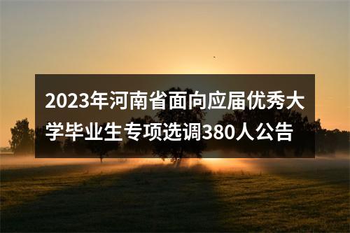 2023年河南省面向应届优秀大学毕业生专项选调380人公告 图片