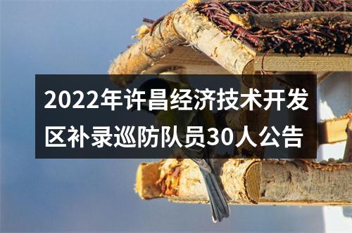 2022年许昌经济技术开发区补录巡防队员30人公告 图片